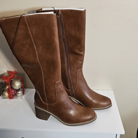 Universal Thread knee high brown leather heel boot women's 9.5 - Picture 8 of 9